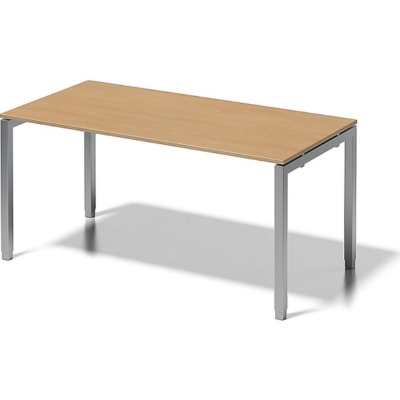 BISLEY Schreibtisch CITO, U-Gestell HxBxT 650 - 850 x 1600 x 800 mm Gestell silber, Platte Buche