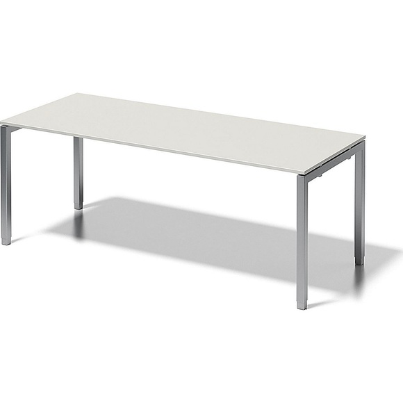 BISLEY Schreibtisch CITO, U-Gestell HxBxT 650 - 850 x 2000 x 800 mm Gestell silber, Platte grauweiß