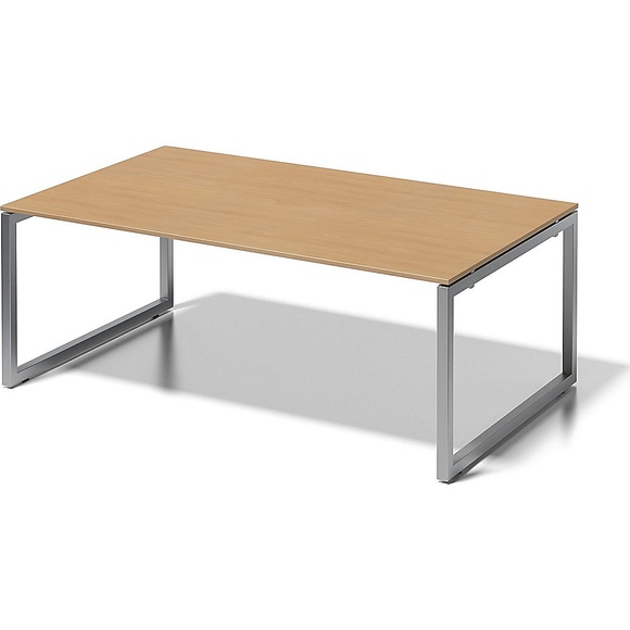 BISLEY Schreibtisch CITO, O-Gestell HxBxT 740 x 2000 x 1200 mm Gestell silber, Platte Buche