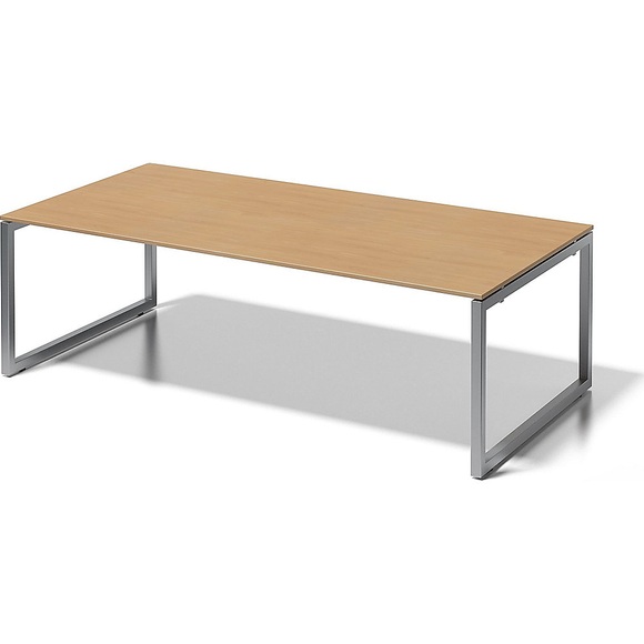 BISLEY Schreibtisch CITO, O-Gestell HxBxT 740 x 2400 x 1200 mm Gestell silber, Platte Buche