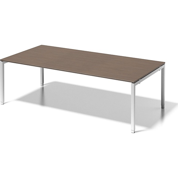 BISLEY Schreibtisch CITO, U-Gestell HxBxT 650 - 850 x 2400 x 1200 mm Gestell weiß, Platte Nussbaum