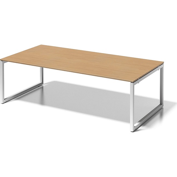BISLEY Schreibtisch CITO, O-Gestell HxBxT 740 x 2400 x 1200 mm Gestell weiß, Platte Buche