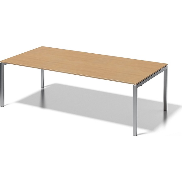 BISLEY Schreibtisch CITO, U-Gestell HxBxT 740 x 2400 x 1200 mm Gestell silber, Platte Buche