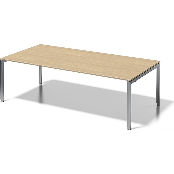 BISLEY Schreibtisch CITO, U-Gestell HxBxT 650 - 850 x 2400 x 1200 mm Gestell silber, Platte Ahorn