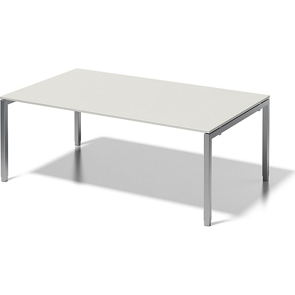 BISLEY Schreibtisch CITO, U-Gestell HxBxT 650 - 850 x 2000 x 1200 mm Gestell silber, Platte grauweiß
