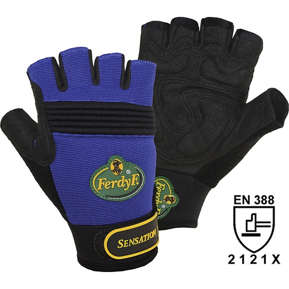 Mechanikerhandschuhe SENSATION blau / schwarz, VE 2 Paar Größe XXL
