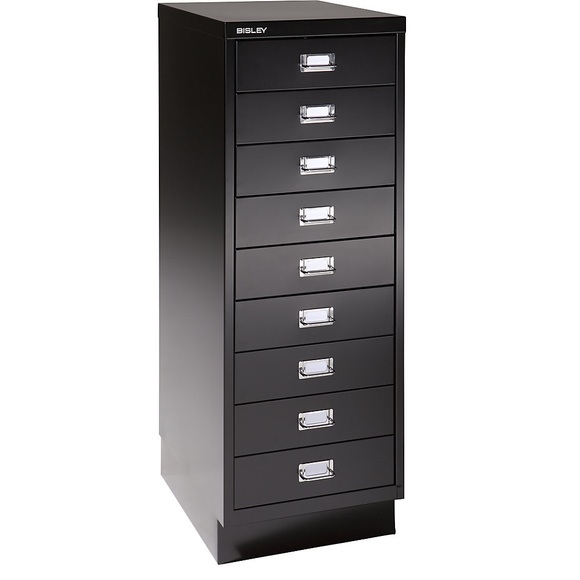 BISLEY MultiDrawer™ 39er Serie mit Sockel, DIN A3, 9 Schubladen tiefschwarz