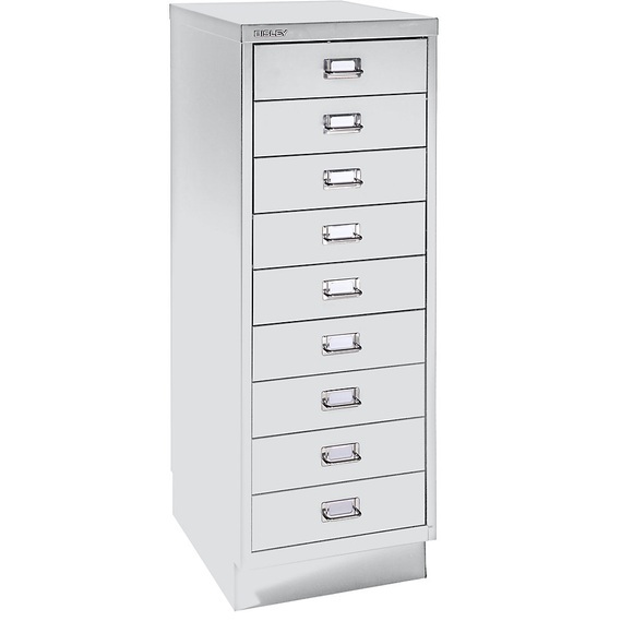 BISLEY MultiDrawer™ 39er Serie mit Sockel, DIN A3, 9 Schubladen lichtgrau