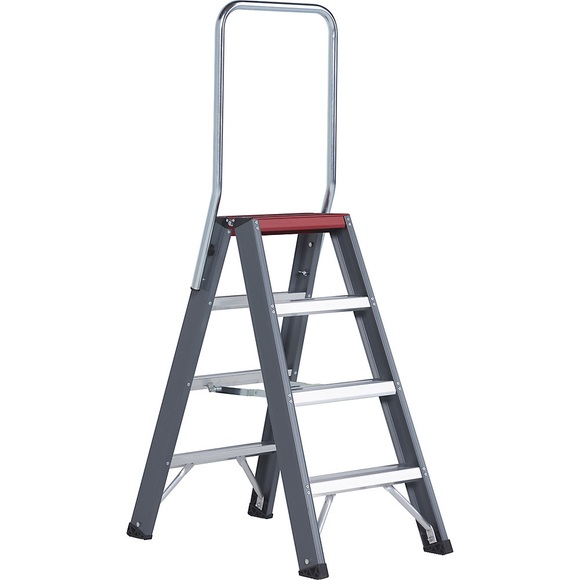Altrex Alu-Stufenstehleiter beidseitig begehbar 2 x 4 Stufen, Arbeitshöhe 2950 mm