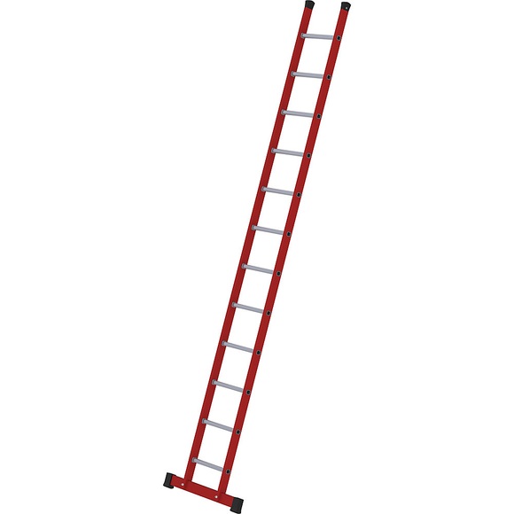 Kunststoff-Anlegeleiter mit geriffelten Aluminium-Sprossen 12 Sprossen inkl. Traverse