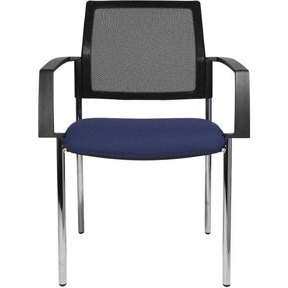 Topstar Polster-Stapelstuhl mit Netz-Rückenlehne 4-Fuß, VE 2 Stk Sitz blau, Gestell chrom
