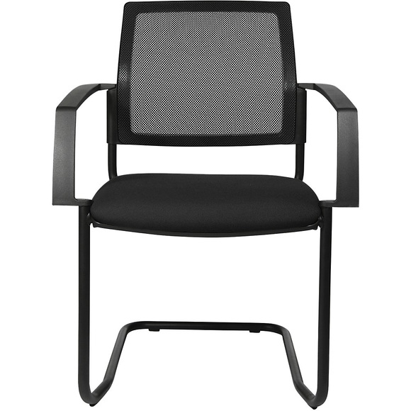 Topstar Polster-Stapelstuhl mit Netz-Rückenlehne Freischwinger, VE 2 Stk Sitz schwarz, Gestell schwarz