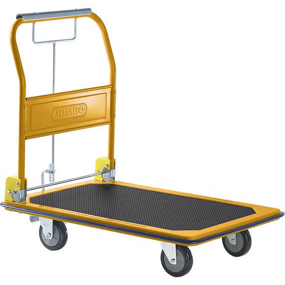 QUIPO Profi-Plattformwagen mit Totmann-Bremse Tragfähigkeit 370 kg
