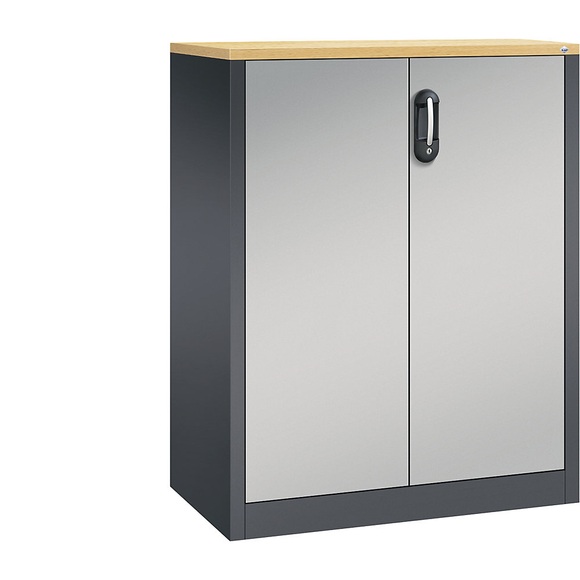 CP ACURADO Akten-Sideboard 3 Ordnerhöhen, HxBxT 1200 x 930 x 500 mm schwarzgrau / weißaluminium