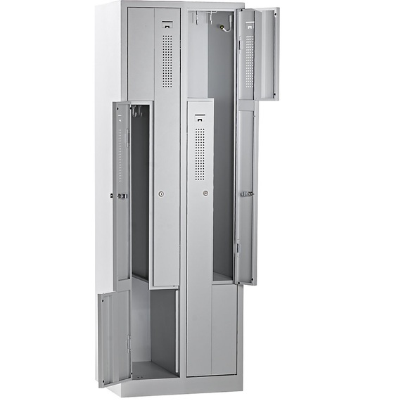 QUIPO Z-Schrank Breite 590 mm, 4 Abteile, 4 Türen Türfarbe Lichtgrau, Korpus lichtgrau