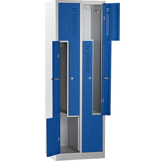 QUIPO Z-Schrank Breite 590 mm, 4 Abteile, 4 Türen Türfarbe Enzianblau, Korpus lichtgrau