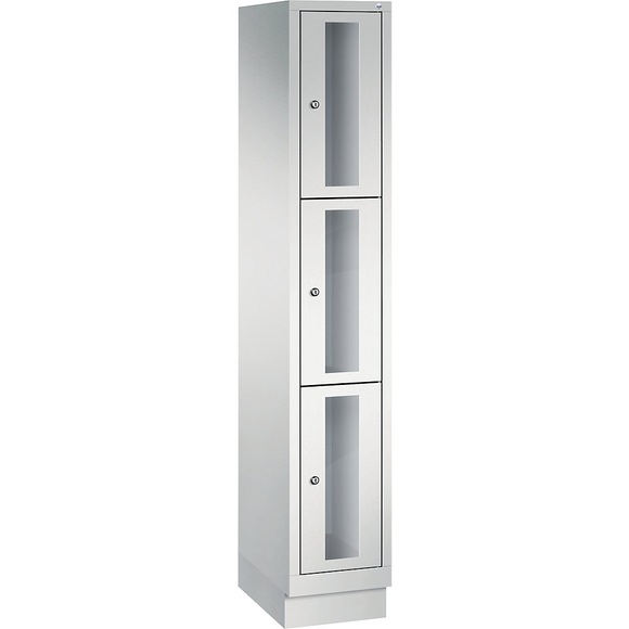CP CLASSIC Fächerschrank, Fachhöhe 510 mm, mit Sockel 3 Fächer, Breite 320 mm Tür lichtgrau