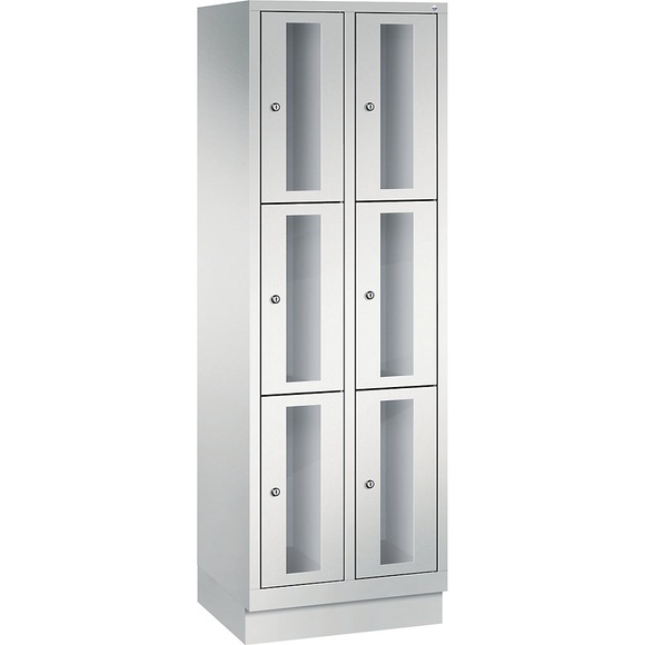 CP CLASSIC Fächerschrank, Fachhöhe 510 mm, mit Sockel 6 Fächer, Breite 610 mm Tür lichtgrau