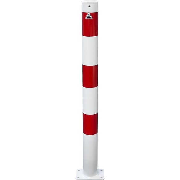 Absperrpfosten, Ø 76 mm, weiß / rot zum Aufdübeln ohne Öse