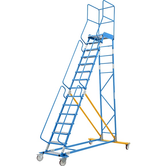 EUROKRAFT Mobile Podestleiter PREMIUM Alu-Stufeneinlagen 15 Stufen
