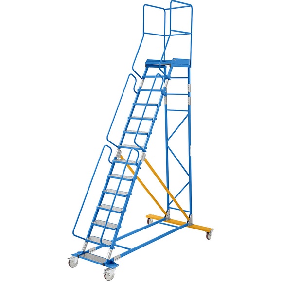 EUROKRAFT Mobile Podestleiter PREMIUM Alu-Stufeneinlagen 14 Stufen