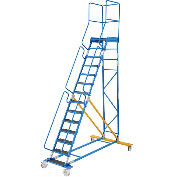 EUROKRAFT Mobile Podestleiter PREMIUM Riefengummi-Stufeneinlagen 14 Stufen