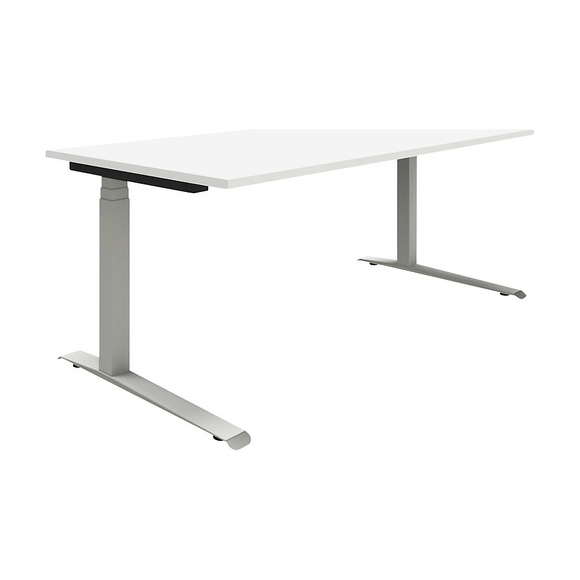 P12 - Schreibtisch, weiß/alusilber, elektrisch höhenverstellbar Quadratrohr-Gestell BxT 1600 x 800 mm