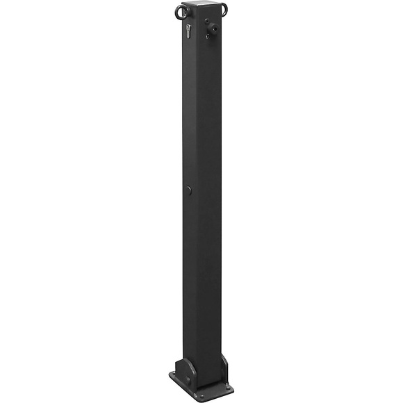 Absperrpfosten, 70 x 70 mm, Eisenglimmer klappbar mit Profilzylinder mit 2 Ösen