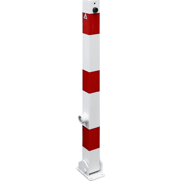 Absperrpfosten, 70 x 70 mm, weiß / rot klappbar ohne Öse