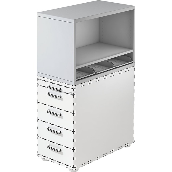 RENATUS - Containeraufsatz HxBxT 530 x 428 x 800 mm lichtgrau
