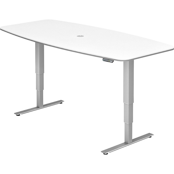 Konferenztisch, BxT 2200 x 1030 mm elektrisch höhenverstellbar 620 - 1270 mm weiß