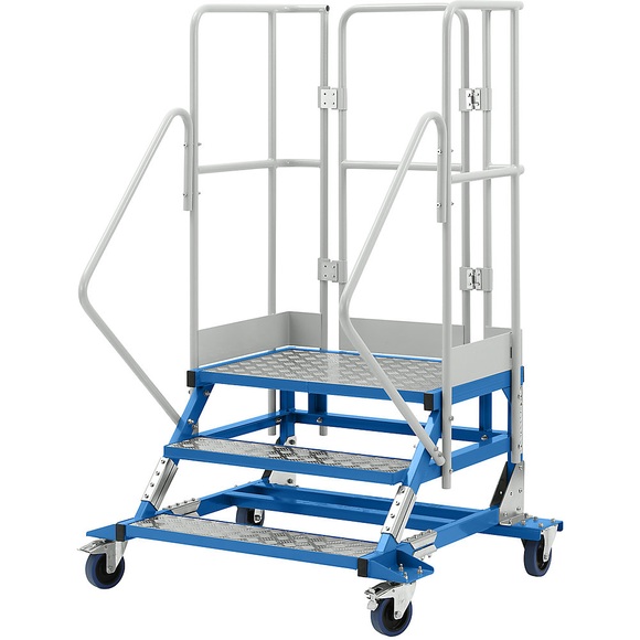 EUROKRAFT Plattformtreppe mit Aluminiumeinlagen 3 Stufen
