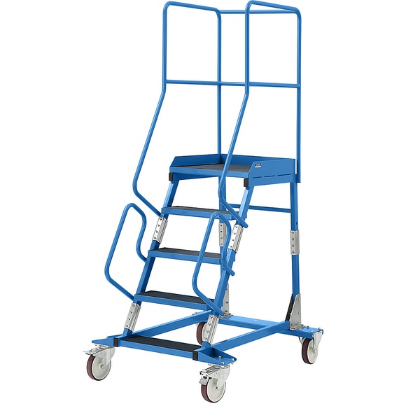 EUROKRAFT Mobile Podestleiter PREMIUM Riefengummi-Stufeneinlagen 5 Stufen