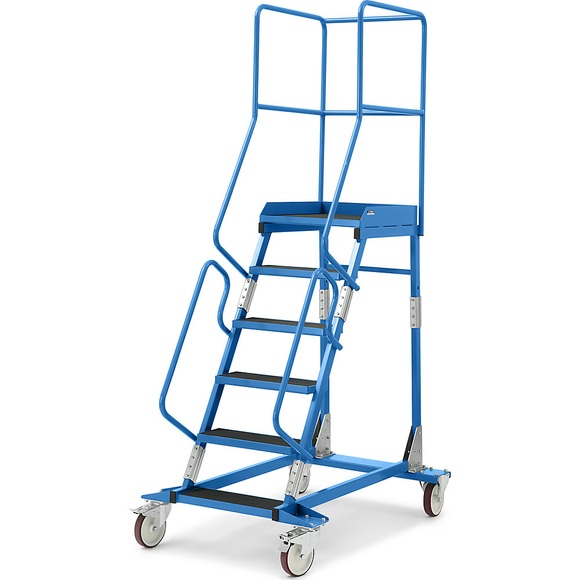 EUROKRAFT Mobile Podestleiter PREMIUM Riefengummi-Stufeneinlagen 6 Stufen