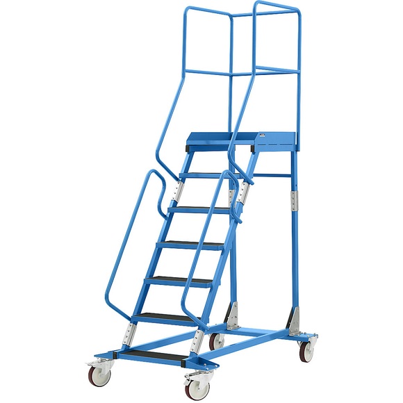 EUROKRAFT Mobile Podestleiter PREMIUM Riefengummi-Stufeneinlagen 7 Stufen
