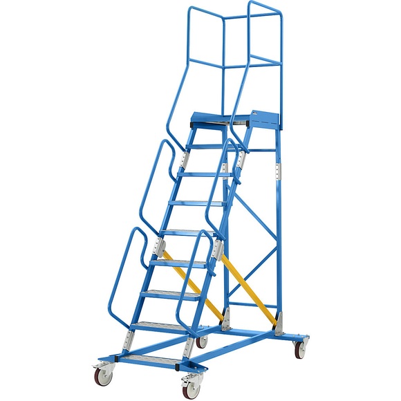 EUROKRAFT Mobile Podestleiter PREMIUM Alu-Stufeneinlagen 9 Stufen