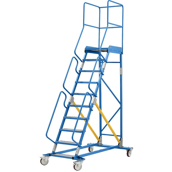 EUROKRAFT Mobile Podestleiter PREMIUM Alu-Stufeneinlagen 10 Stufen
