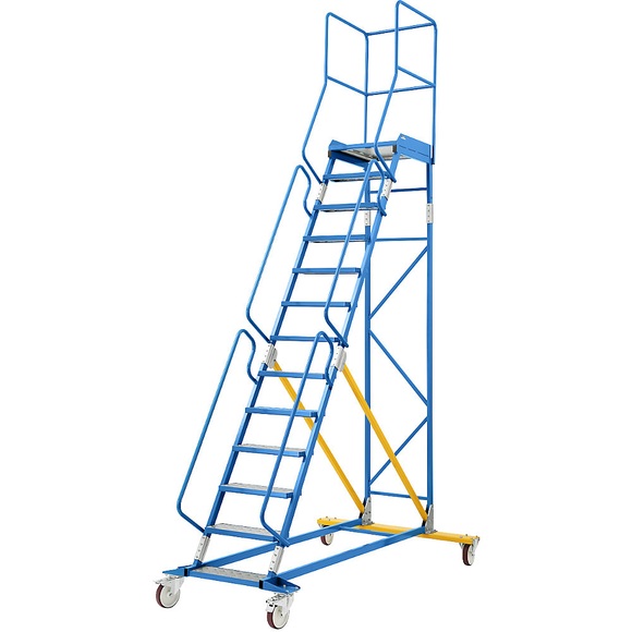 EUROKRAFT Mobile Podestleiter PREMIUM Alu-Stufeneinlagen 13 Stufen