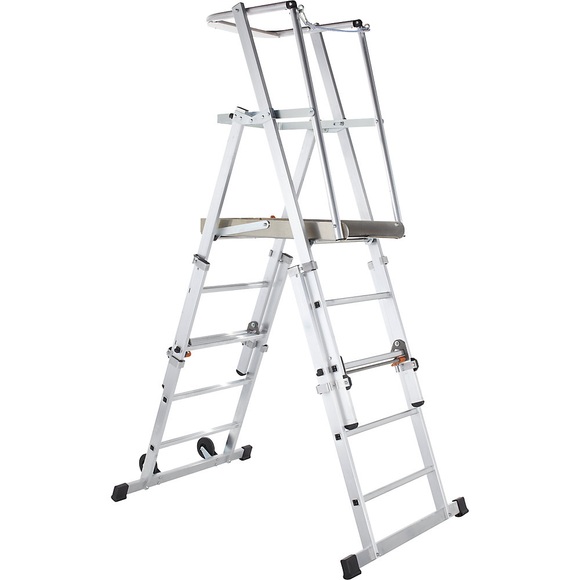 ZARGES Teleskop-Plattformleiter aus Aluminium 5 Sprossen ohne Ausleger