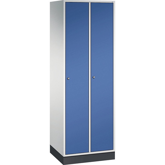 CP INTRO Stahl-Garderobenschrank Breite 620 mm, 2 Abteile Korpus lichtgrau, Türen enzianblau