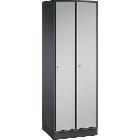 CP INTRO Stahl-Garderobenschrank Breite 620 mm, 2 Abteile Korpus schwarzgrau, Türen weißaluminium