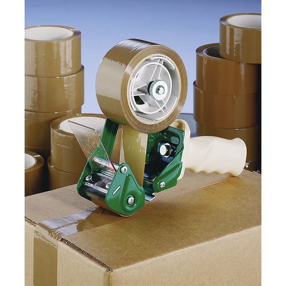 Klebeband-Set LUXUS, 1 Handabroller, Band in Braun, LxB 66 m x 50 mm VE 36 Rollen PP-Flüsterband