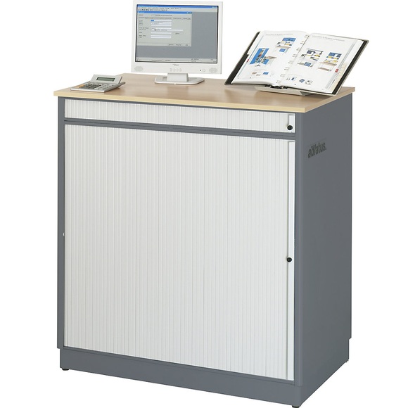 RAU Computer-Arbeitsplatz HxBxT 1110 x 1030 x 660 mm anthrazit-metallic / enzianblau