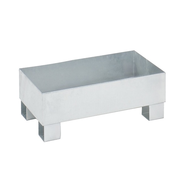 QUIPO Auffangwanne für 60 l LxBxH 800 x 500 x 290 mm, mit Zulassung feuerverzinkt, ohne Gitterrost