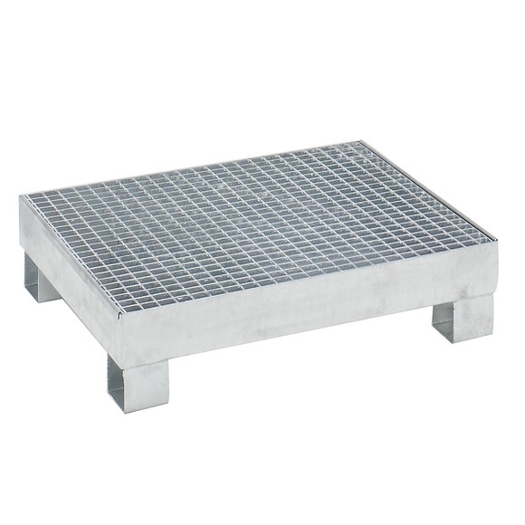 QUIPO Auffangwanne für 60 l LxBxH 800 x 900 x 220 mm, mit Zulassung feuerverzinkt, mit Gitterrost