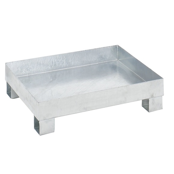 QUIPO Auffangwanne für 60 l LxBxH 800 x 900 x 220 mm, mit Zulassung feuerverzinkt, ohne Gitterrost
