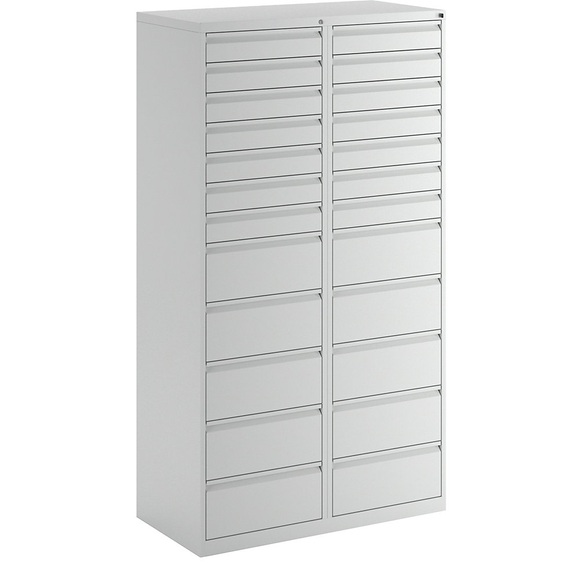 QUIPO Schubladenschrank, Stahl HxBxT 1800 x 1000 x 500 mm, 24 Schubladen Schubladen lichtgrau