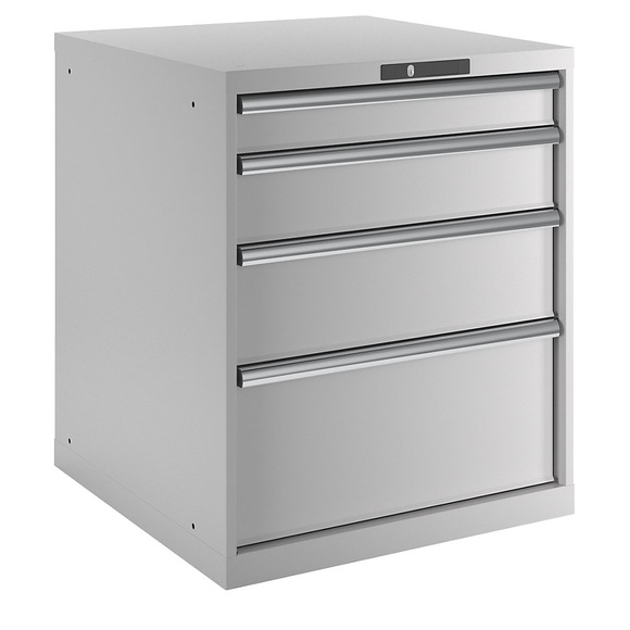 Lista Schubladenschrank, 4 Schubladen BxTxH 717 x 725 x 850 mm lichtgrau, Schubladentragkraft 75 kg