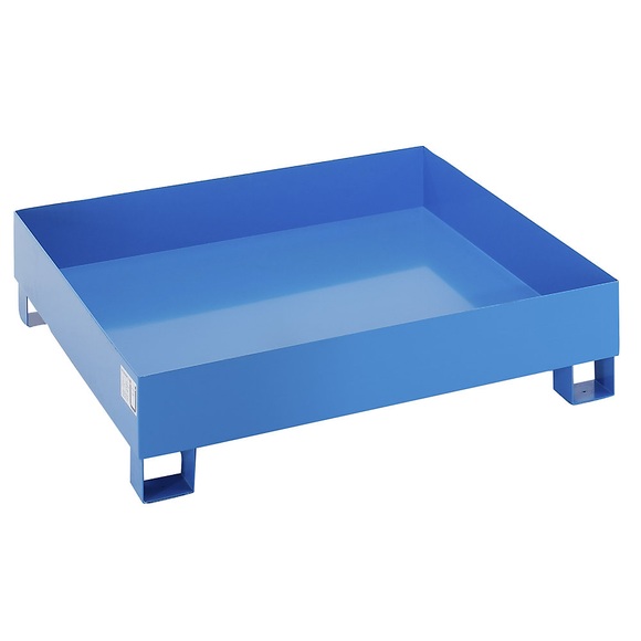 QUIPO Auffangwanne für 200-l-Fässer LxBxH 1200 x 1200 x 285 mm, ohne Zulassung blau pulverbeschichtet, ohne Gitterrost