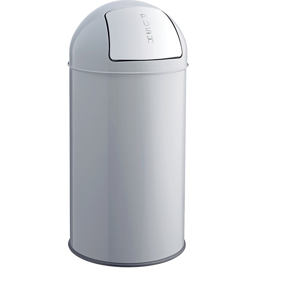 helit Push-Abfallbehälter Volumen 50 l, HxØ 745 x 360 mm mittelgrau